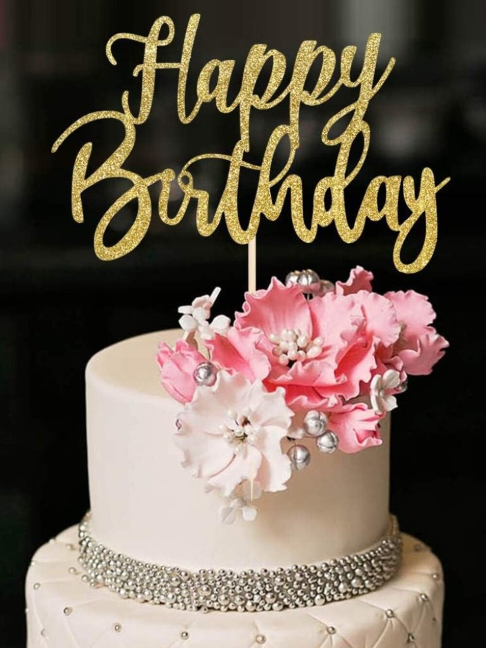 Handmade Glitter happy birthday Cake Topper